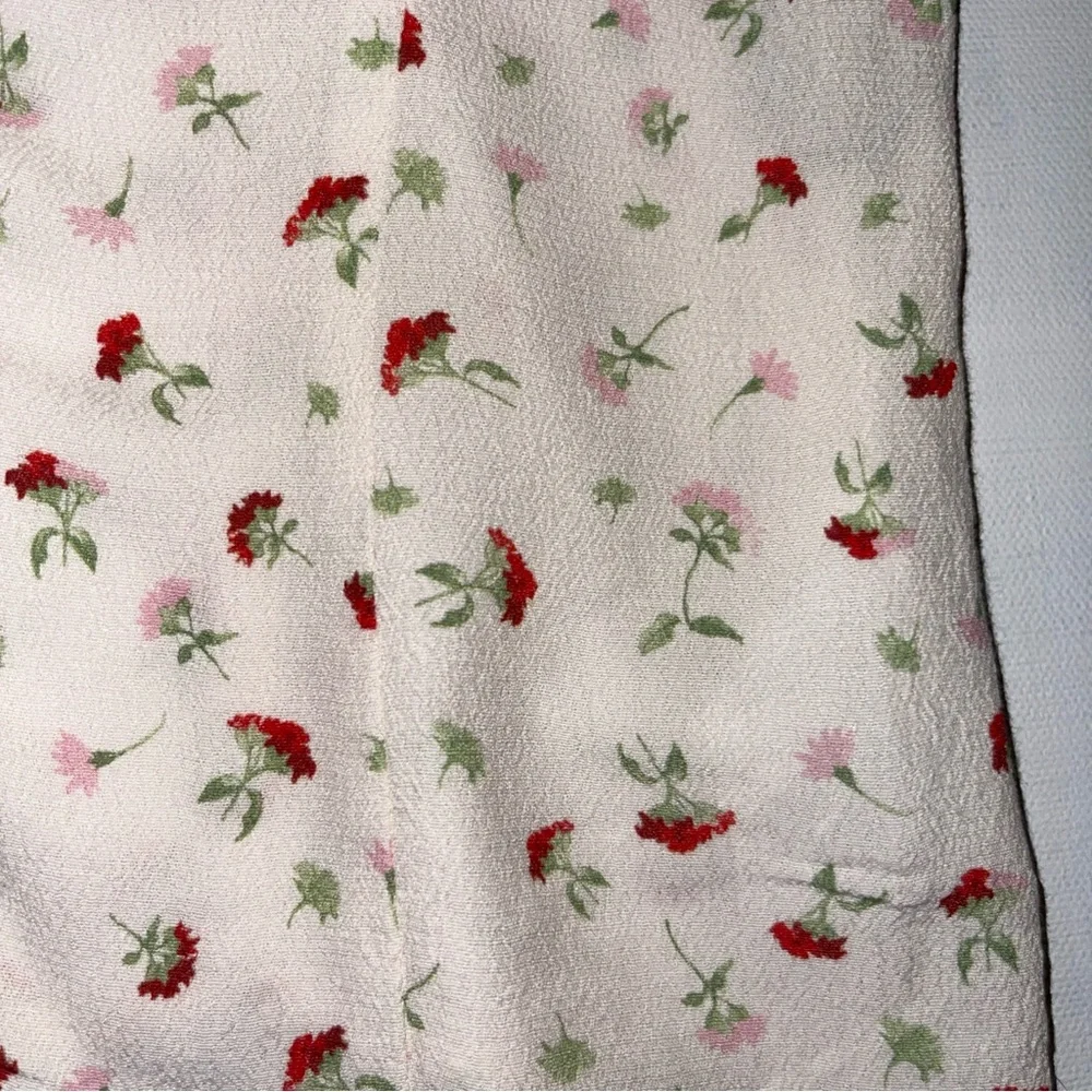 H&M White Blouse with Red‎ and Green Floral Design